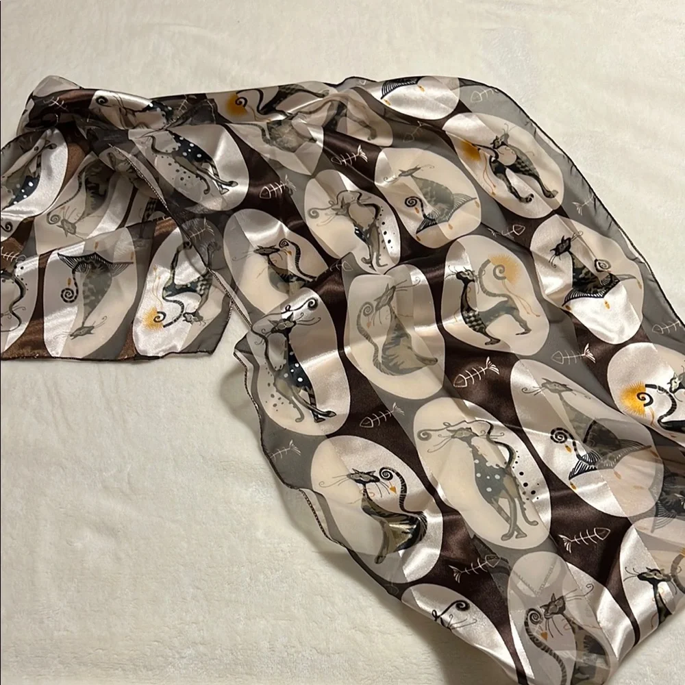 Black and Cream Cats Accents Scarf